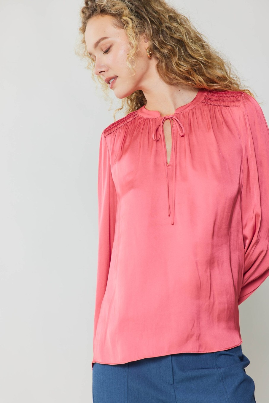 CURRENT AIR Shirred Yoke Blouse Blouses