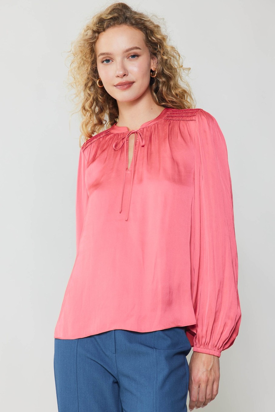 CURRENT AIR Shirred Yoke Blouse Blouses