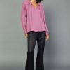 CURRENT AIR Charlotte Pleated Blouse Long Sleeve Tops