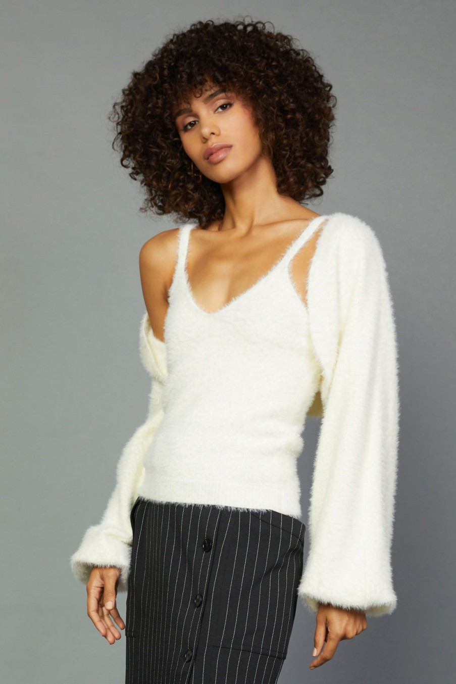 CURRENT AIR Sweater Shrug Cami Set Long Sleeve Tops