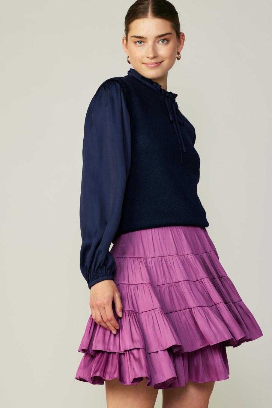 CURRENT AIR Tiered Mini Skirt Knitwear
