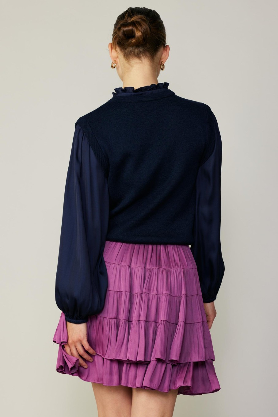 CURRENT AIR Tiered Mini Skirt Knitwear
