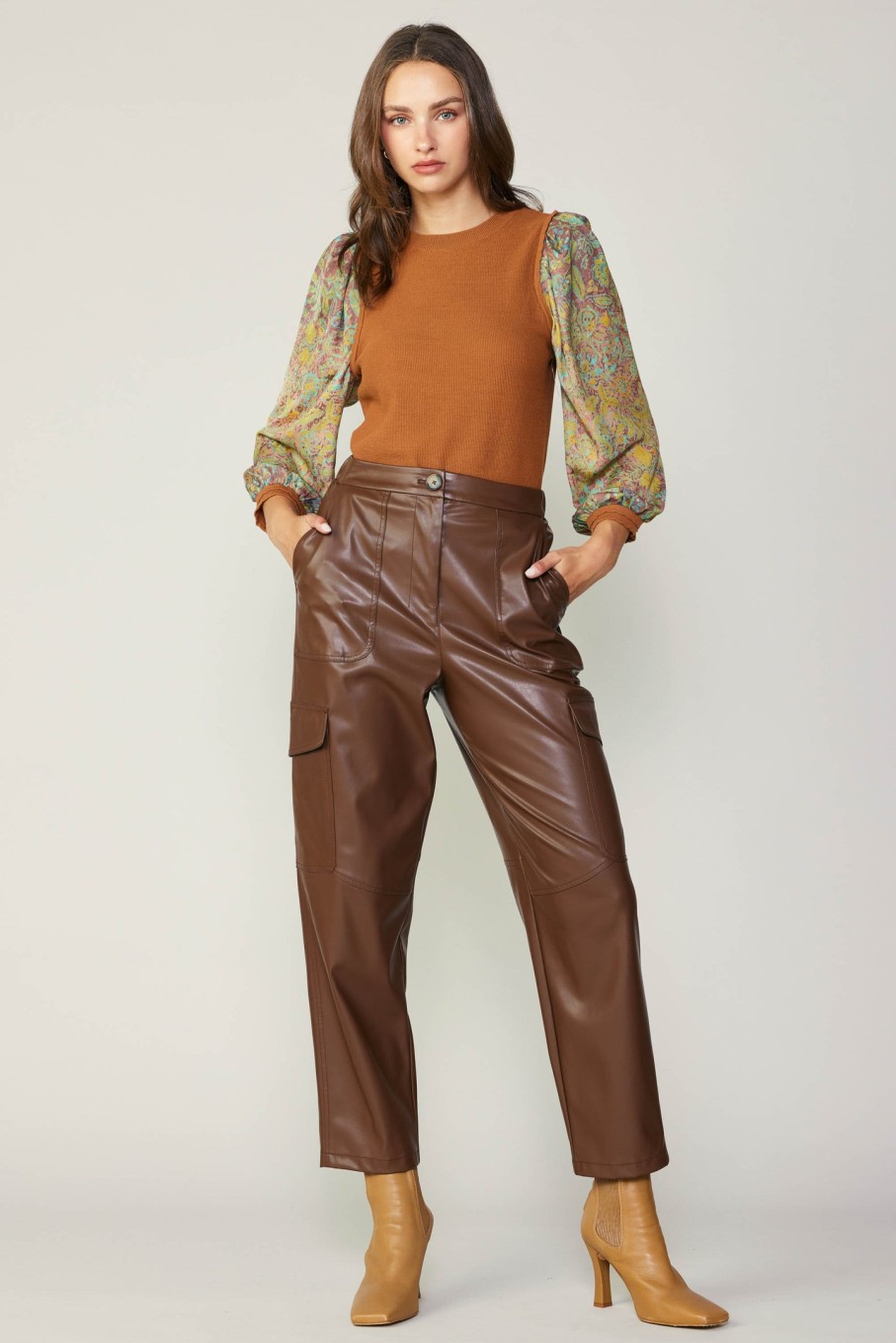 CURRENT AIR Contrast Sleeve Sweater Top Knitwear