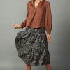CURRENT AIR Autumn Split Neck Blouse Long Sleeve Tops
