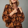 CURRENT AIR Orange Picot Stitch Blouse Blouses