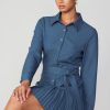 CURRENT AIR Pleated Buttondown Shirt Dress Mini Dresses