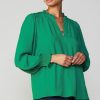 CURRENT AIR Jacquard Ruffled Neck Blouse Blouses
