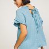 CURRENT AIR Floral Ruffled Tie Back Blouse Blouses