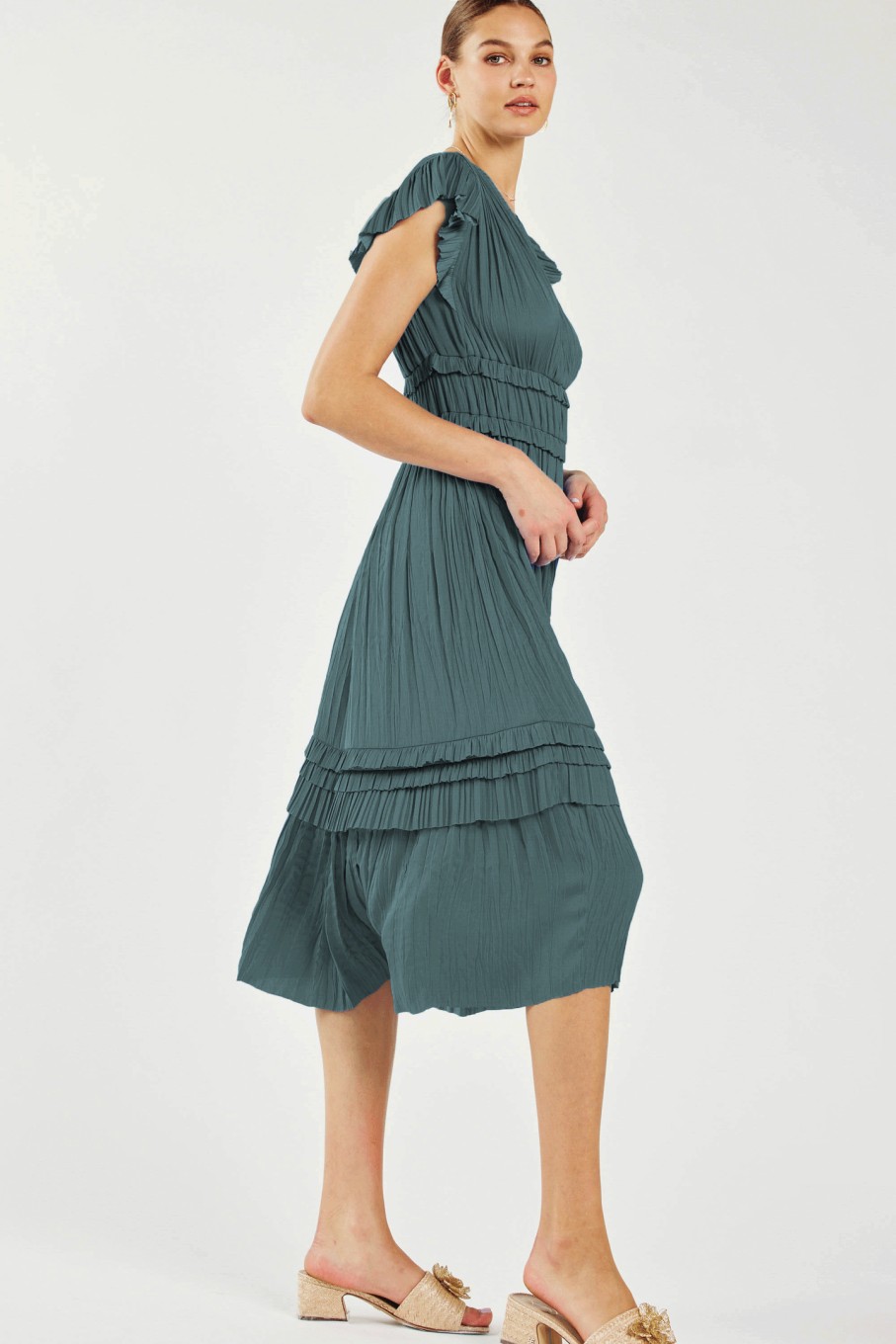 CURRENT AIR Sereia Pleated Midi Dress Midi Dresses