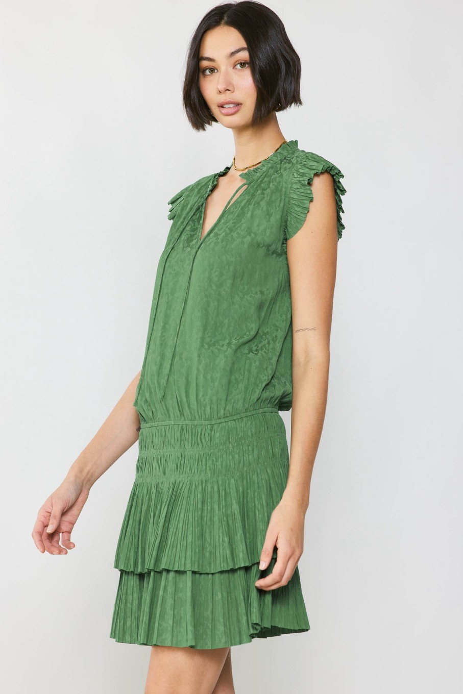 CURRENT AIR Zoey Jacquard Pleated Mini Dress Mini Dresses