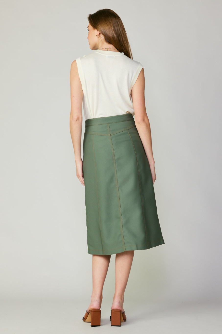 CURRENT AIR Front Slit Midi Skirt Skirts