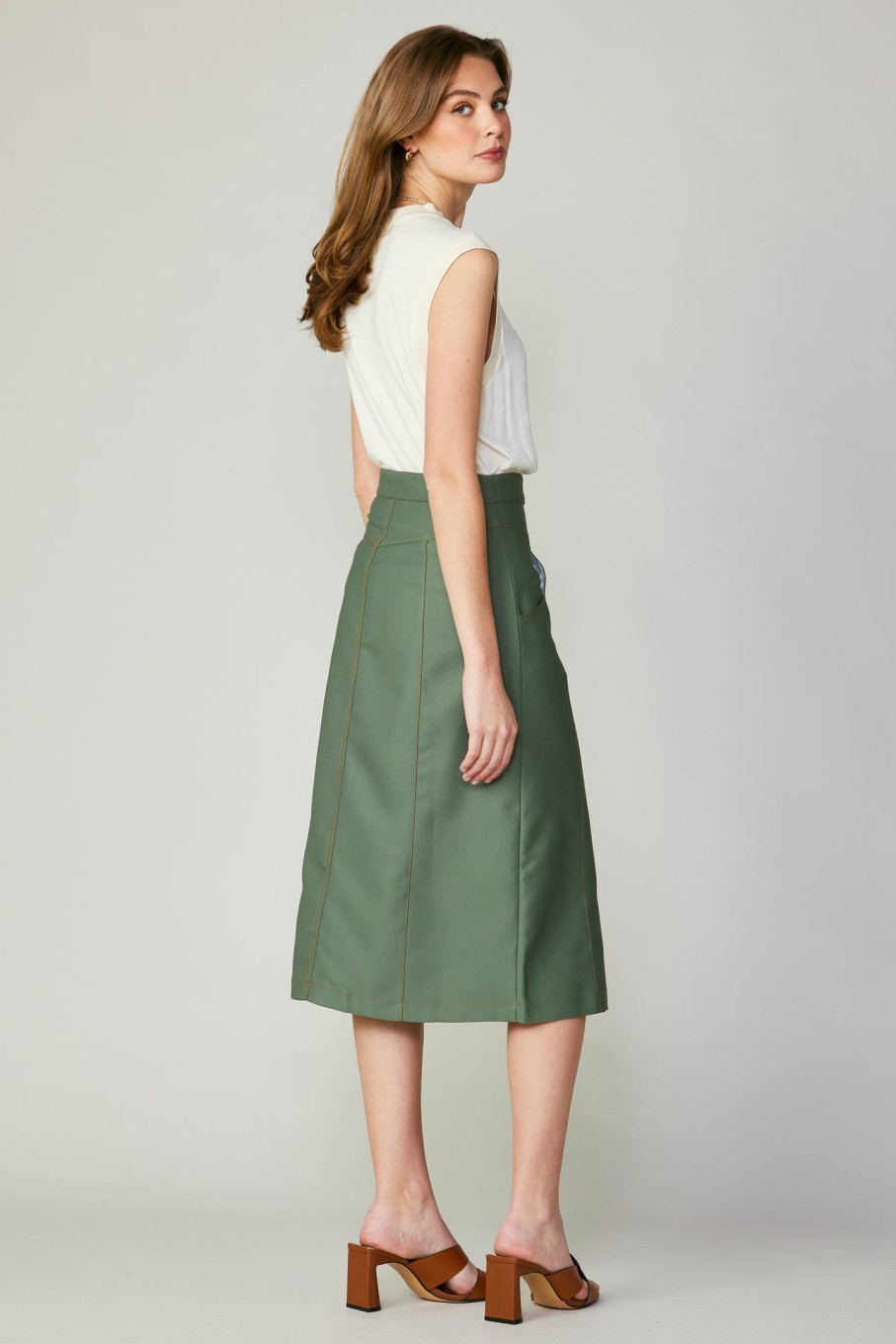 CURRENT AIR Front Slit Midi Skirt Skirts
