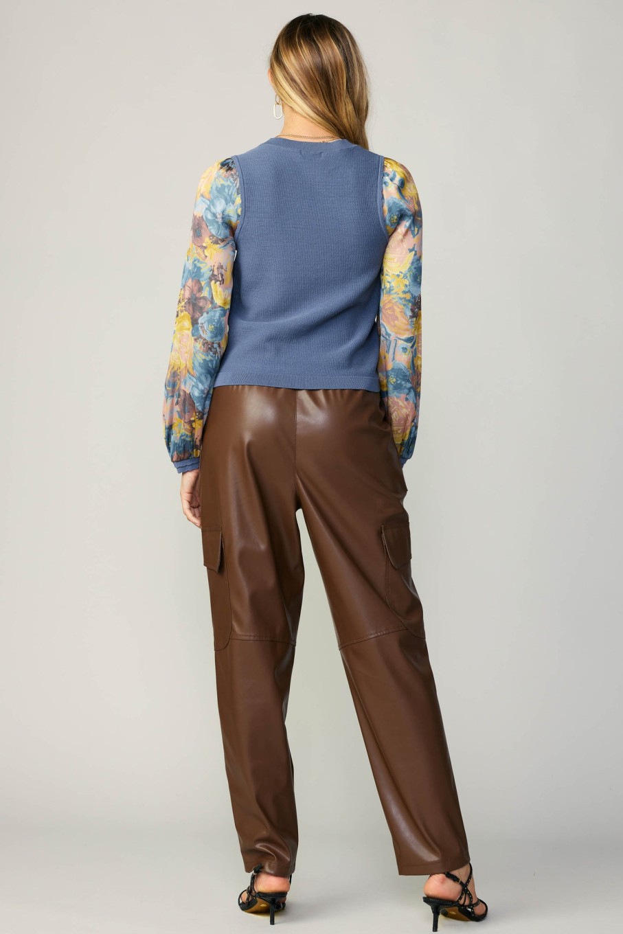 CURRENT AIR Contrast Sleeve Sweater Top Knitwear