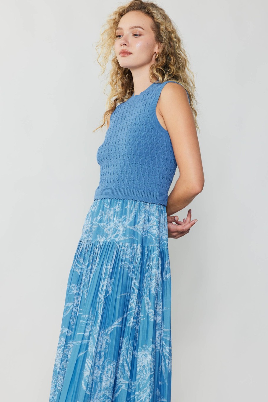 CURRENT AIR Pleated Skirt Sweater Dress Knitwear