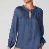 CURRENT AIR Lace Panel Blouse Long Sleeve Tops