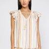 CURRENT AIR Striped Flutter Sleeve Top Sleeveless Tops
