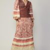 CURRENT AIR Contrast Sleeve Border Print Sweater Sets