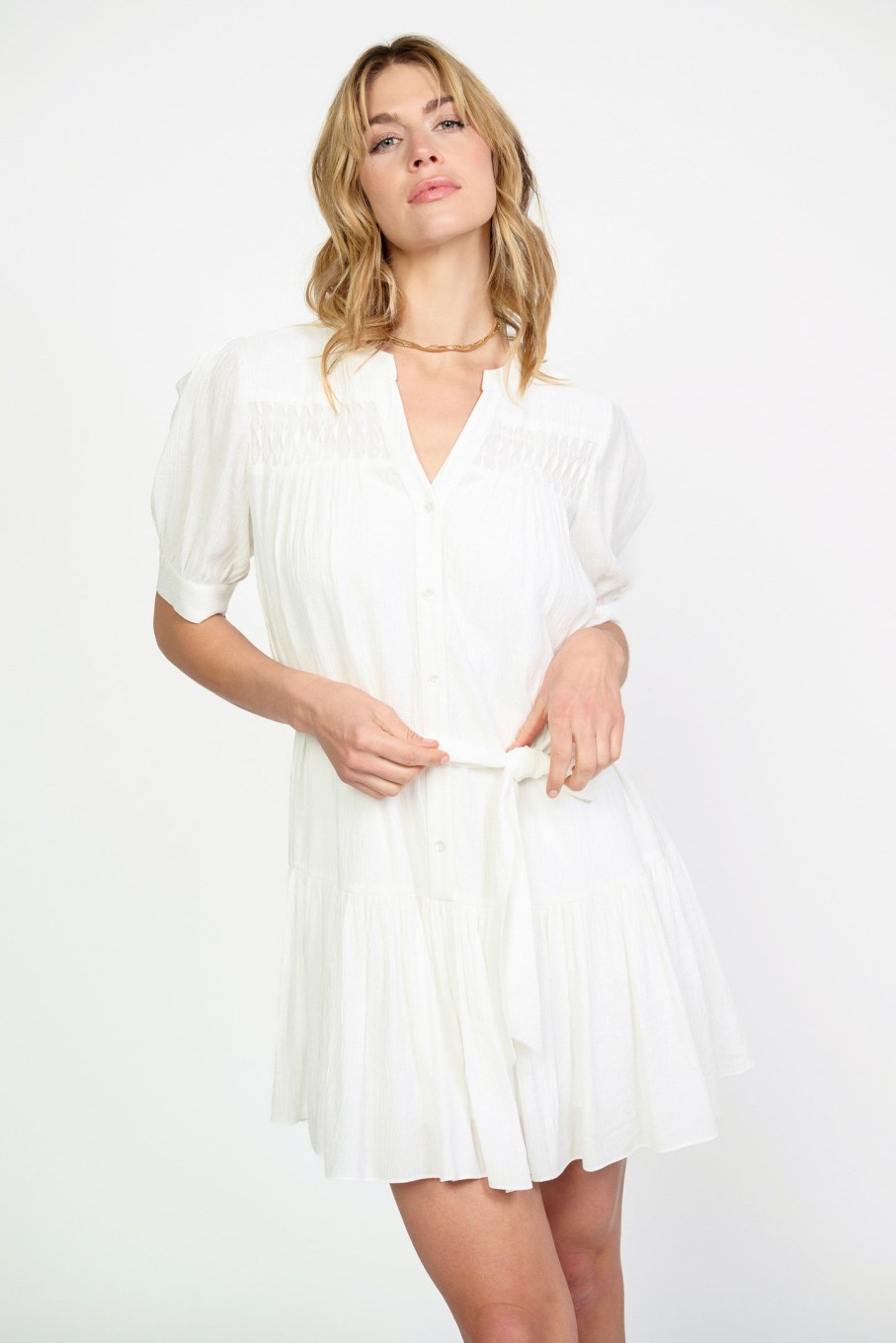 CURRENT AIR Yoke Detail Shirt Dress Mini Dresses