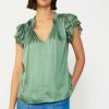CURRENT AIR Lace Flutter Sleeve Blouse Blouses