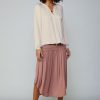 CURRENT AIR Gathered Split Neck Blouse Long Sleeve Tops