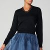 CURRENT AIR Lace Collar Sweater Top Long Sleeve Tops