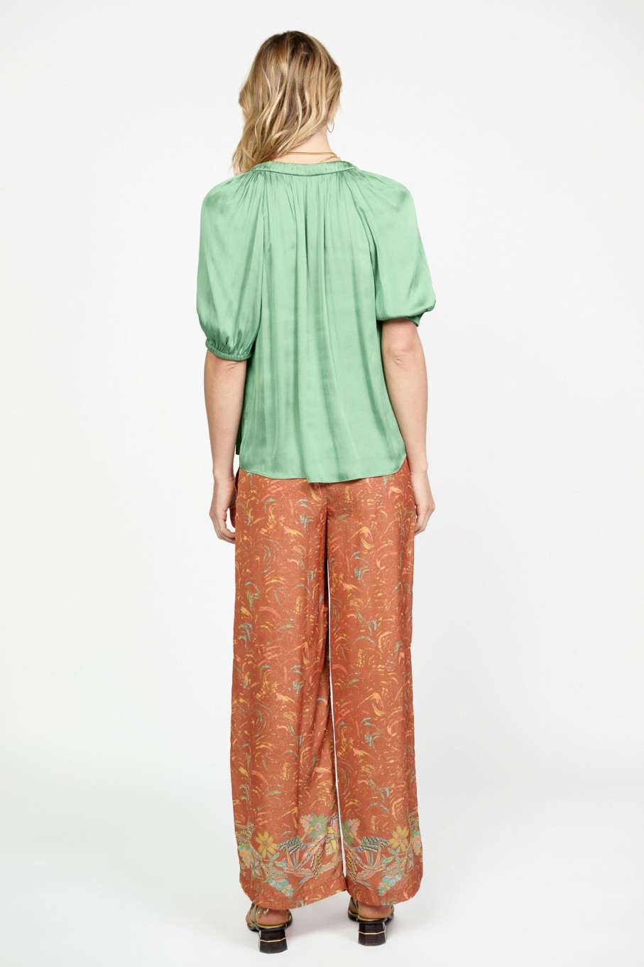 CURRENT AIR Tie Neck Short Sleeve Top Short Sleeve Tops