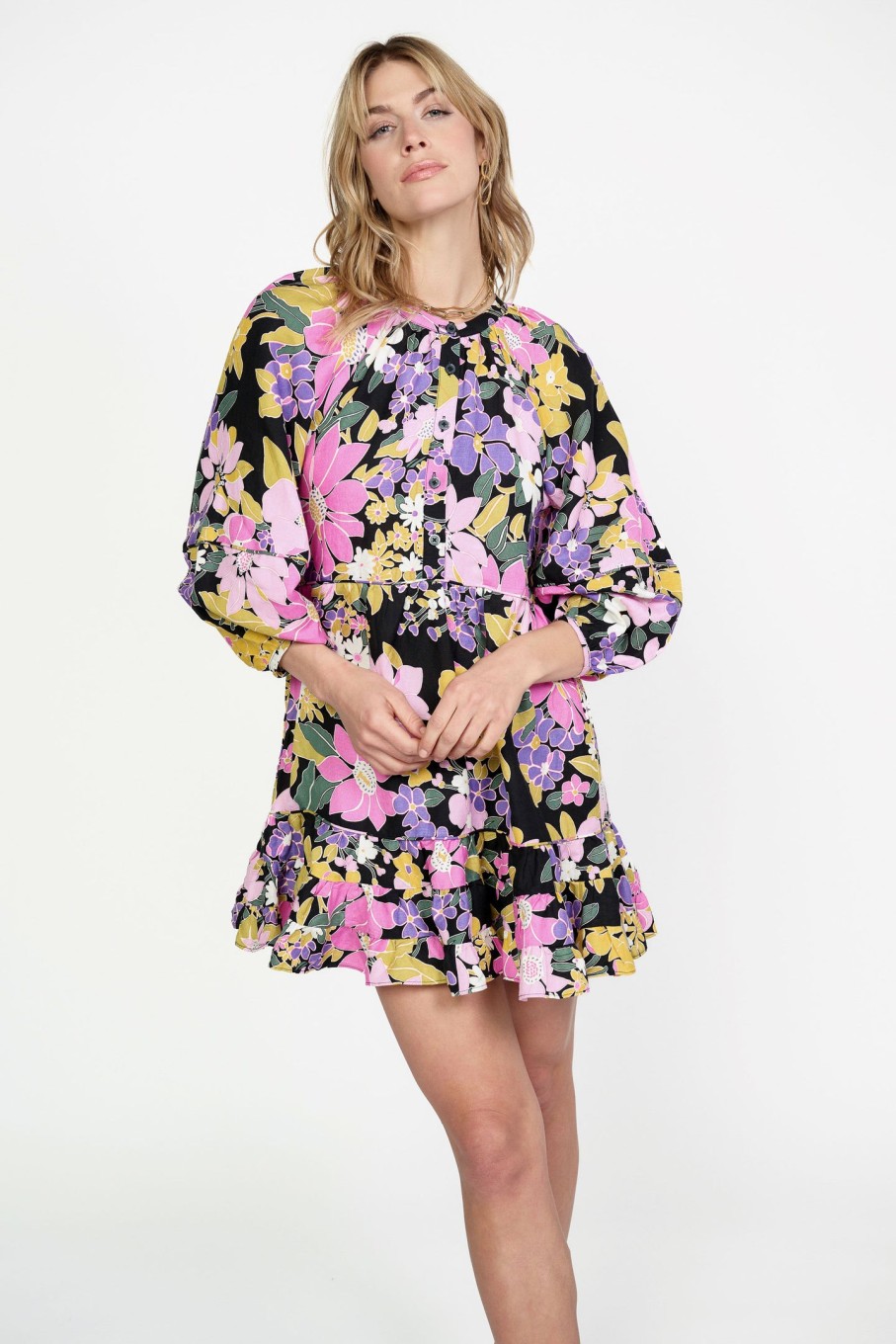 CURRENT AIR Vintage Floral Tiered Mini Dress Mini Dresses