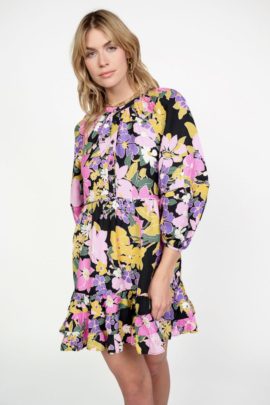 CURRENT AIR Vintage Floral Tiered Mini Dress Mini Dresses