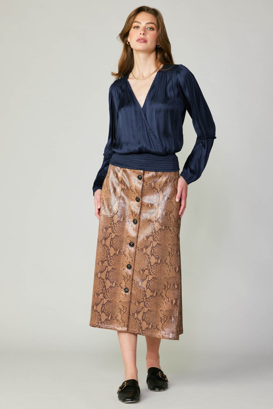 CURRENT AIR Pleated Surplice Blouse Blouses