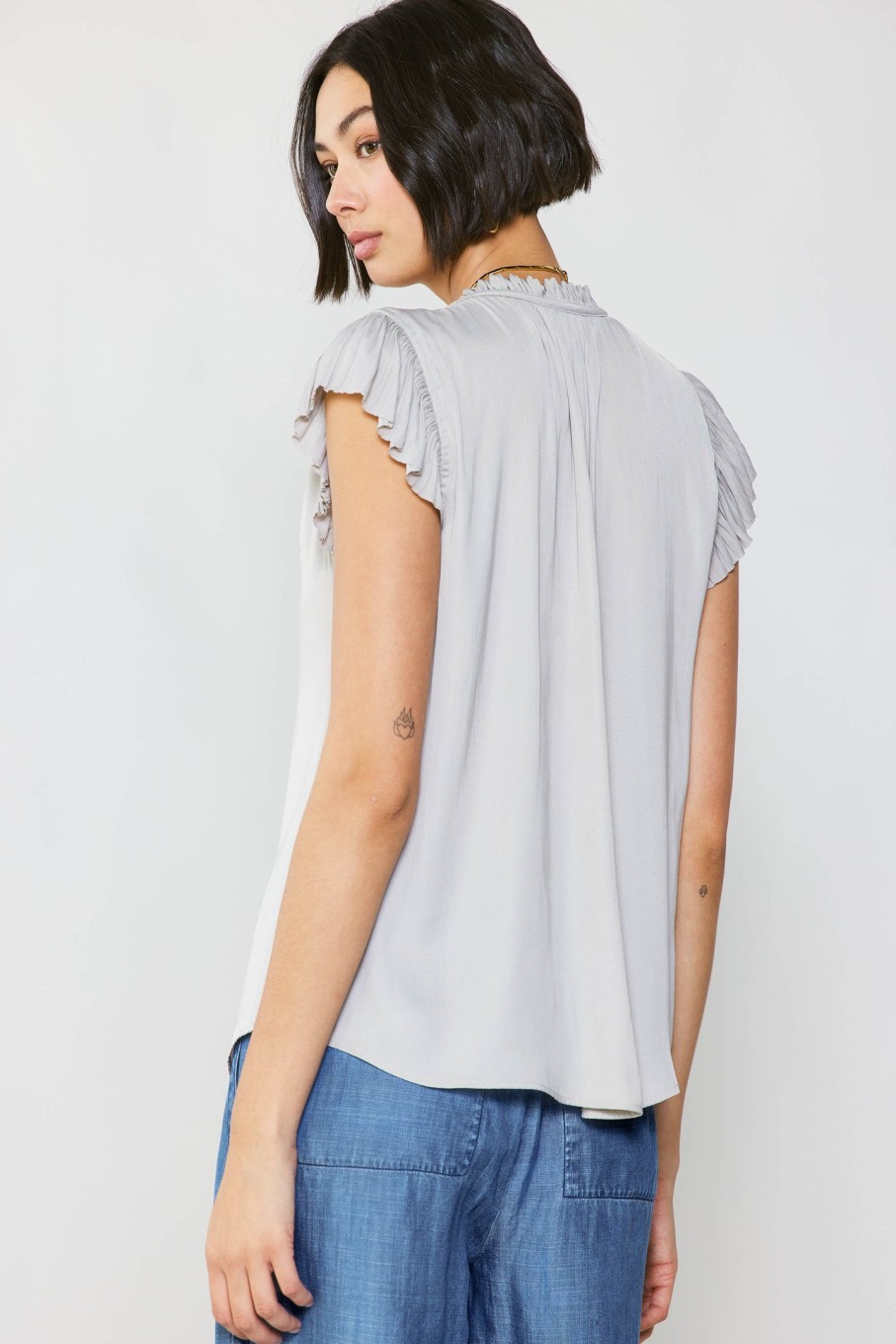 CURRENT AIR Margot Pleated Sleeve Blouse Blouses