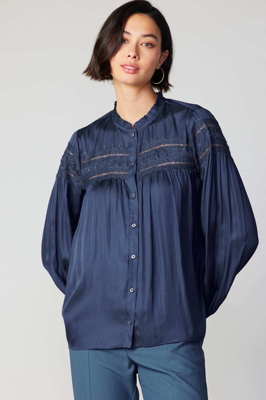 CURRENT AIR Yoke Lace Blouse Blouses