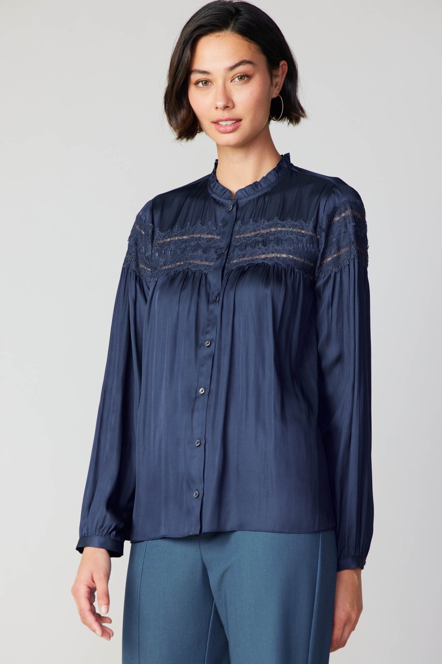 CURRENT AIR Yoke Lace Blouse Blouses