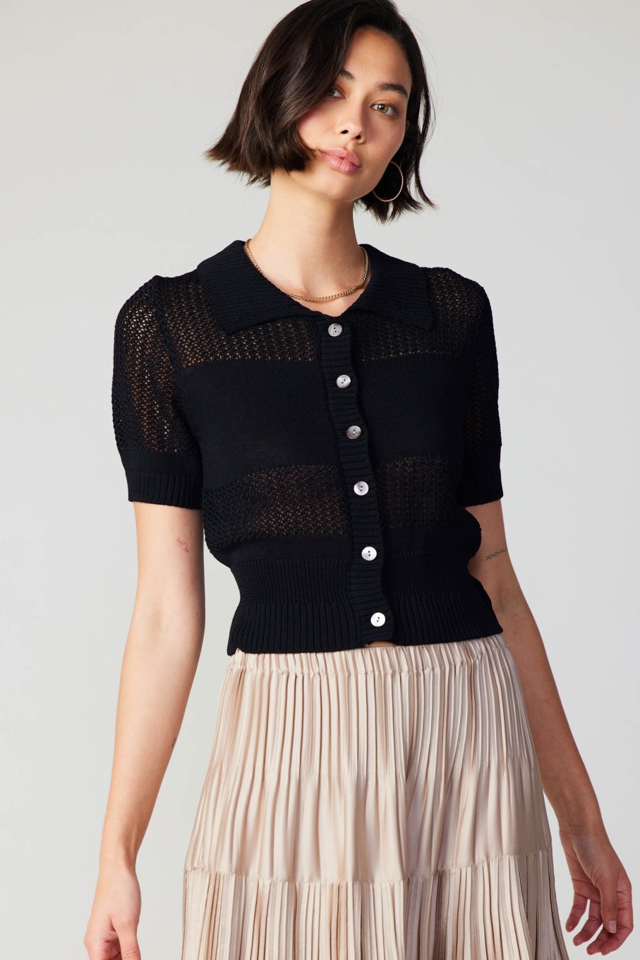 CURRENT AIR Cropped Knit Top Sweaters