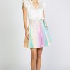CURRENT AIR Rainbow Painterly Pleated Skirt Skirts