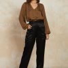 CURRENT AIR Crinkle Texture Blouse Long Sleeve Tops
