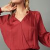 CURRENT AIR Ruffled Surplice Blouse Long Sleeve Tops