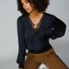 CURRENT AIR Surplice Lace Blouse Blouses