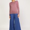 CURRENT AIR Embroidered Stitch Sleeve Sweater Long Sleeve Tops