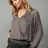 CURRENT AIR Ruffled Surplice Blouse Long Sleeve Tops