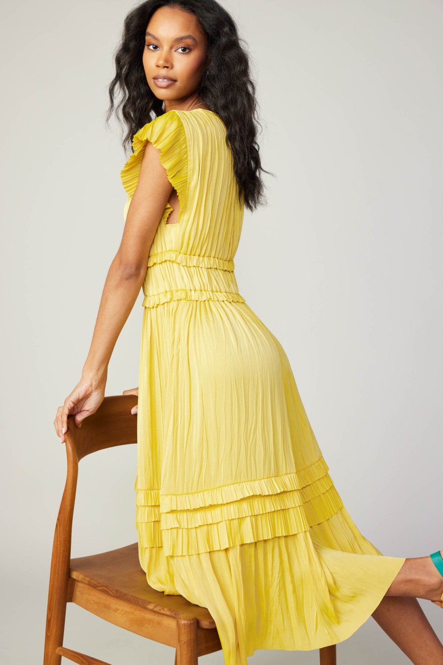 CURRENT AIR Sereia Pleated Midi Dress Midi Dresses