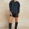 CURRENT AIR Plaid Puff Sleeve Top Blouses