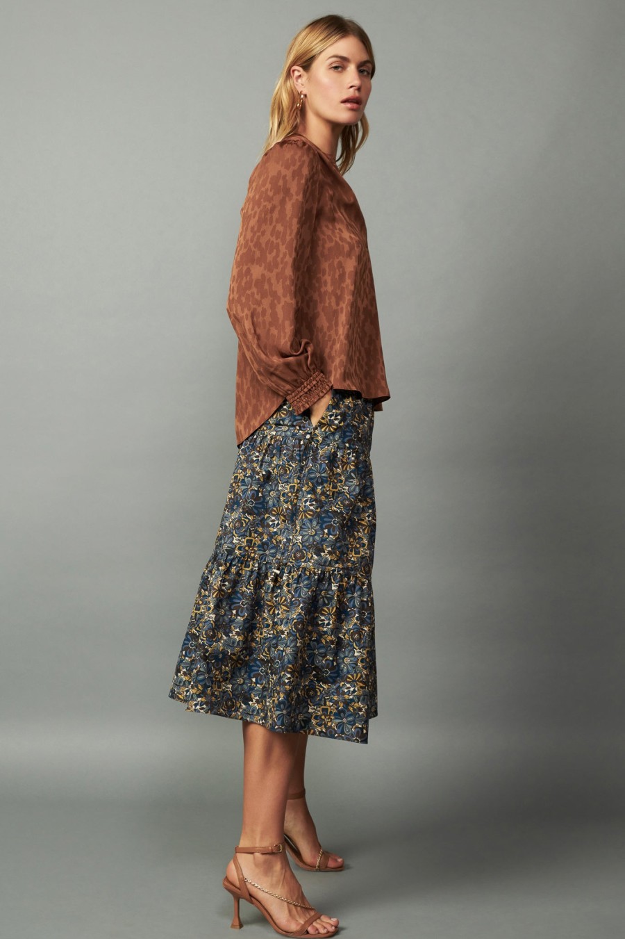 CURRENT AIR Autumn Split Neck Blouse Blouses