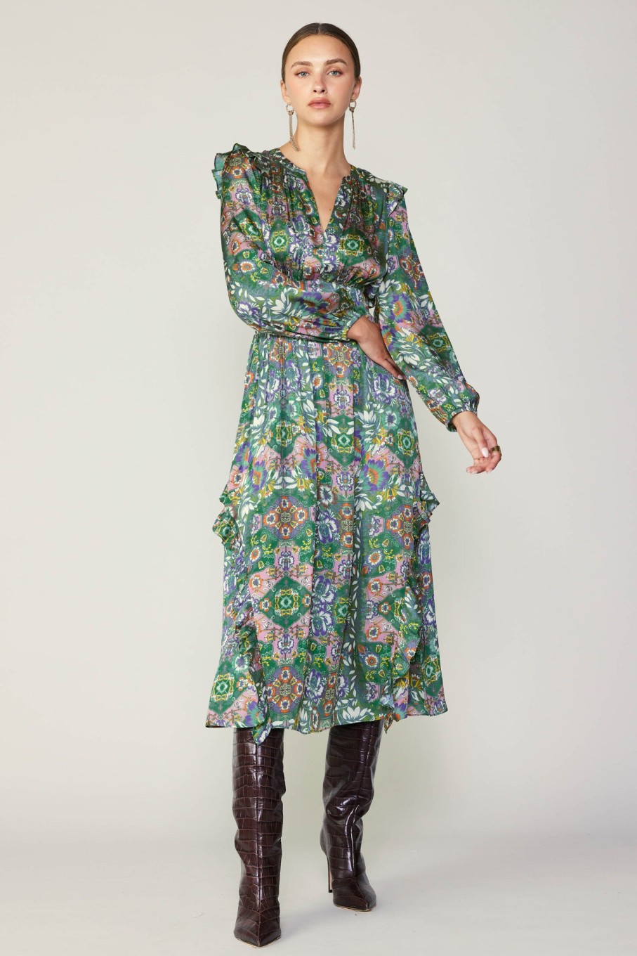 CURRENT AIR Emmaline Floral Midi Dress Midi Dresses
