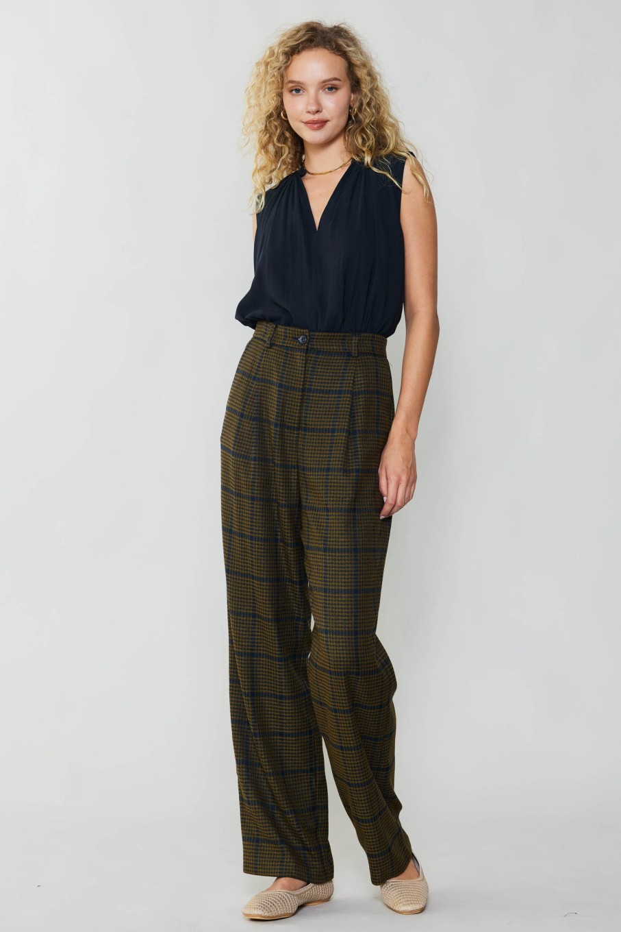 CURRENT AIR Checkered Wide Leg Pants Sets