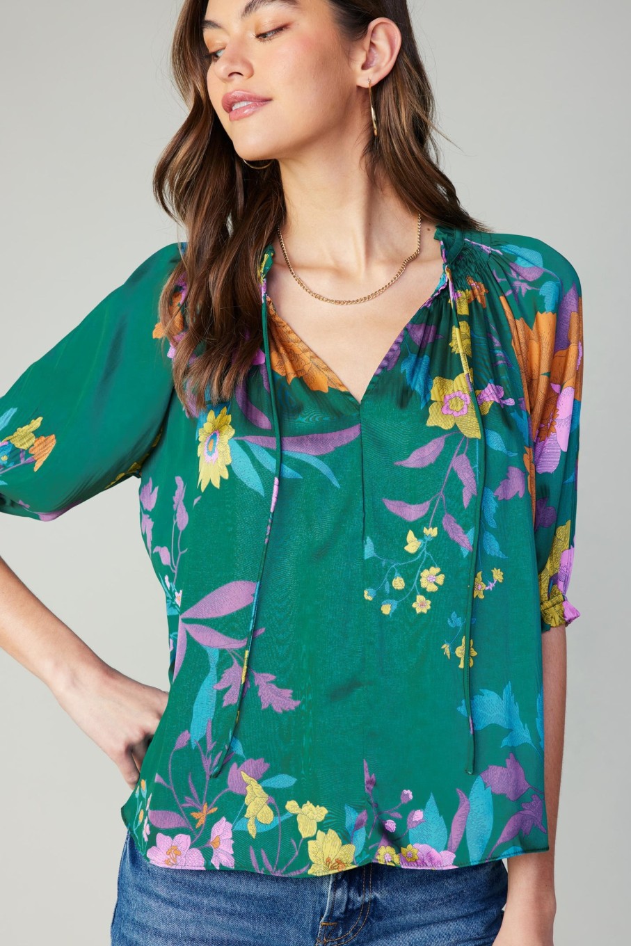 CURRENT AIR Angelica Pleated Blouse Blouses