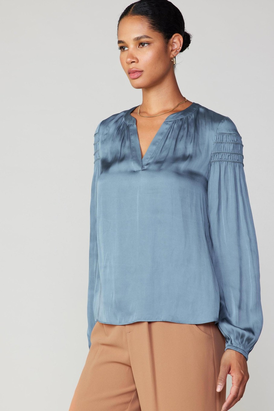 CURRENT AIR Smocked Sleeve Blouse Blouses