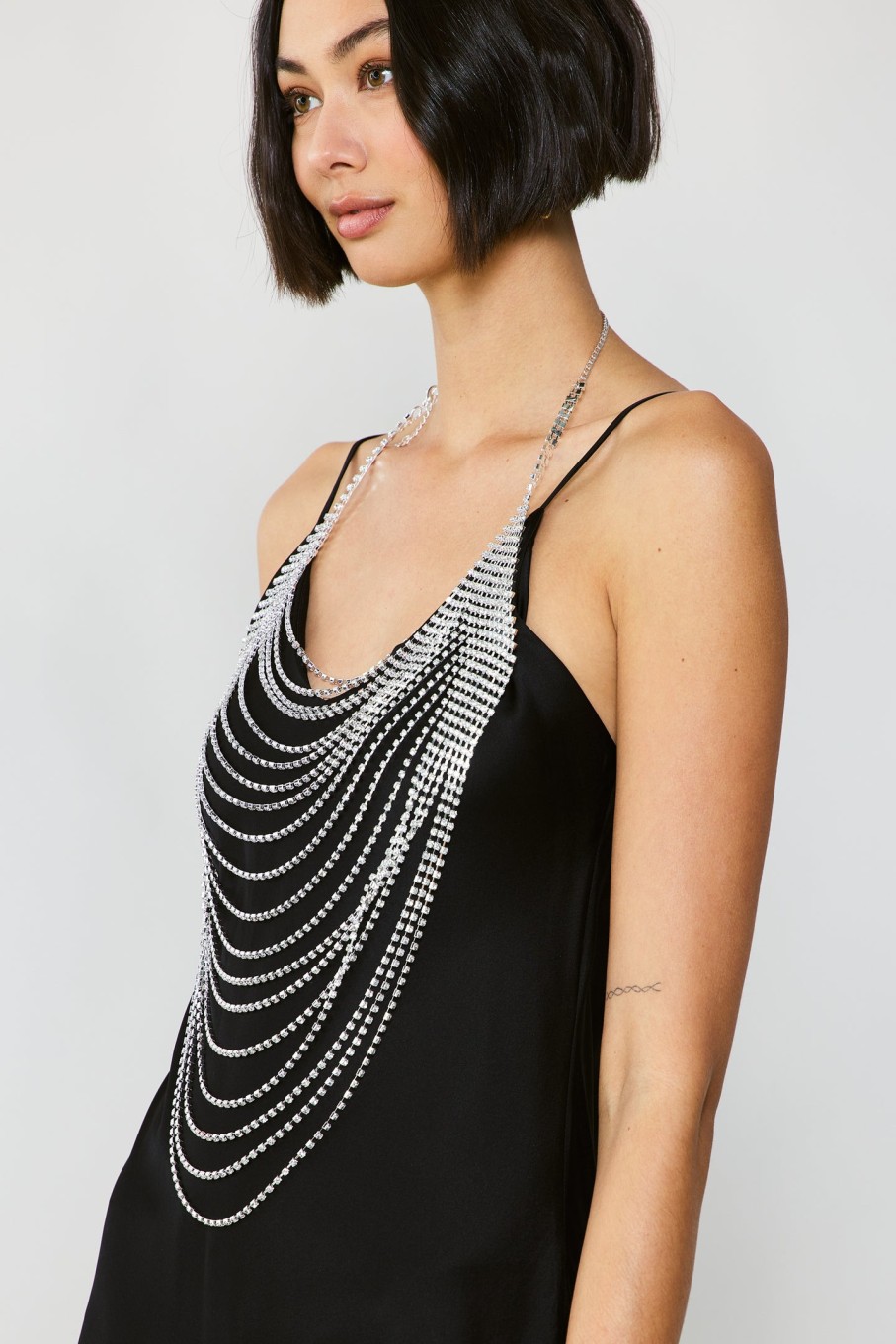 CURRENT AIR Cascading Silver Neck Chain Accessories