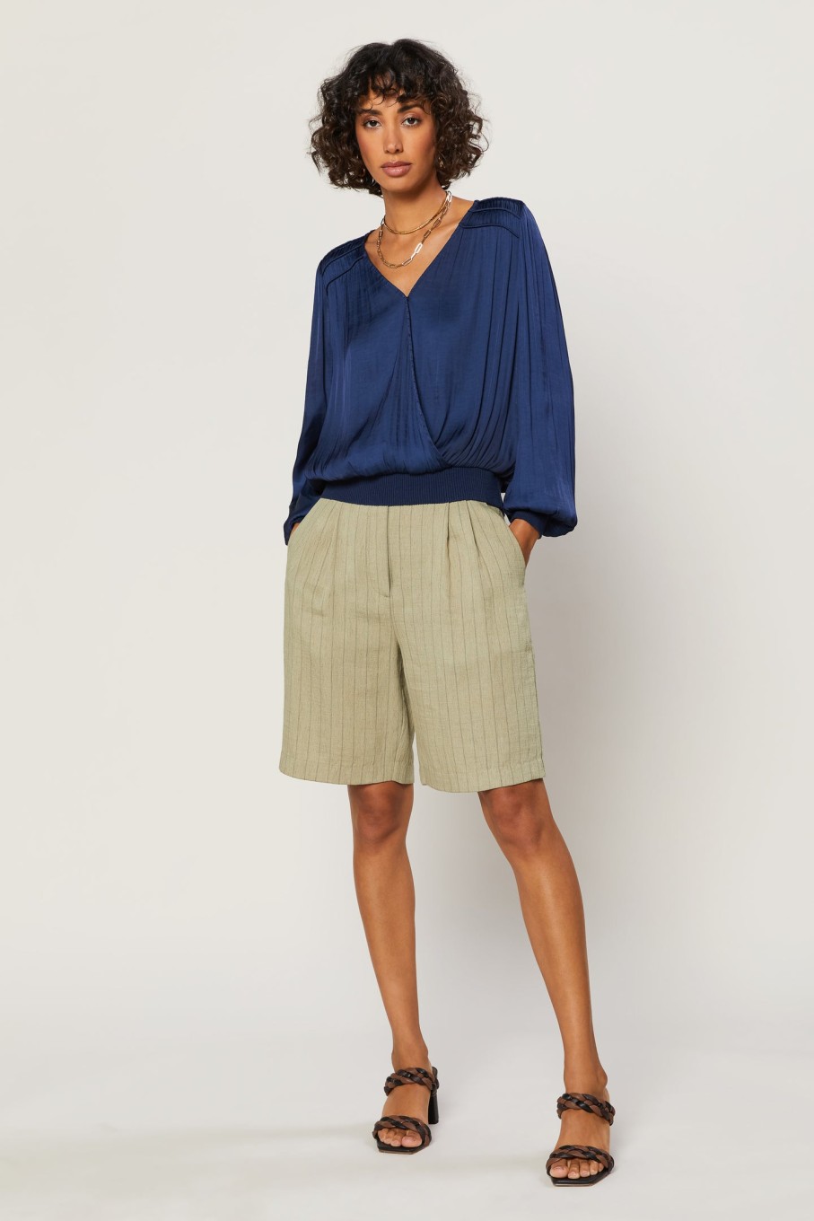 CURRENT AIR Surplice Long Sleeve Top Blouses