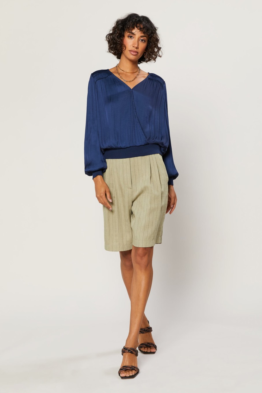 CURRENT AIR Surplice Long Sleeve Top Blouses