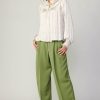 CURRENT AIR Ruffled Yoke Blouse Long Sleeve Tops